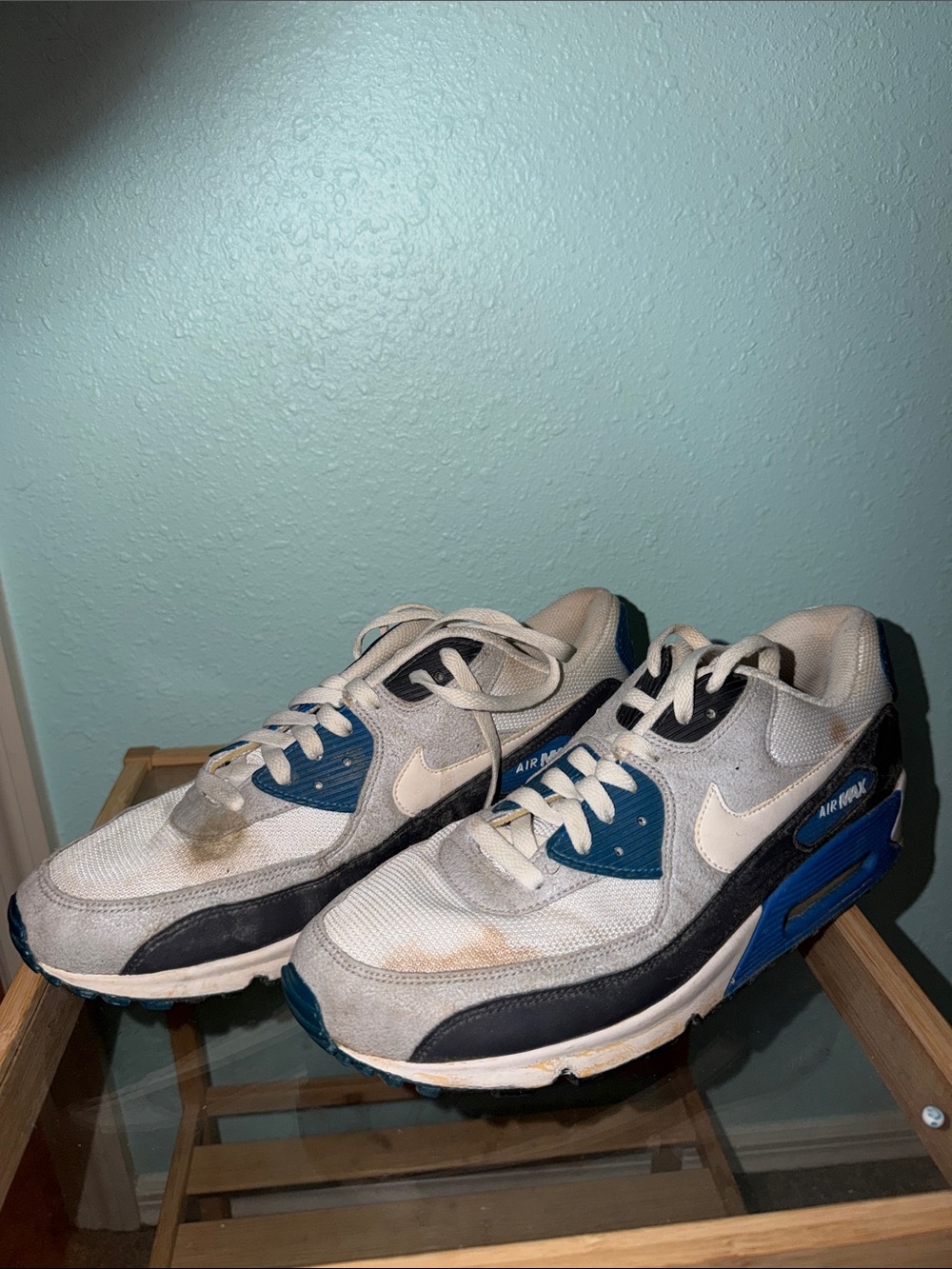 Nike Men’s White, Blue & Black Air Max Athletic Sneaker air max 90 (2012)